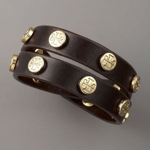 Tory Burch Double Wrap Logo Studded Bracelet